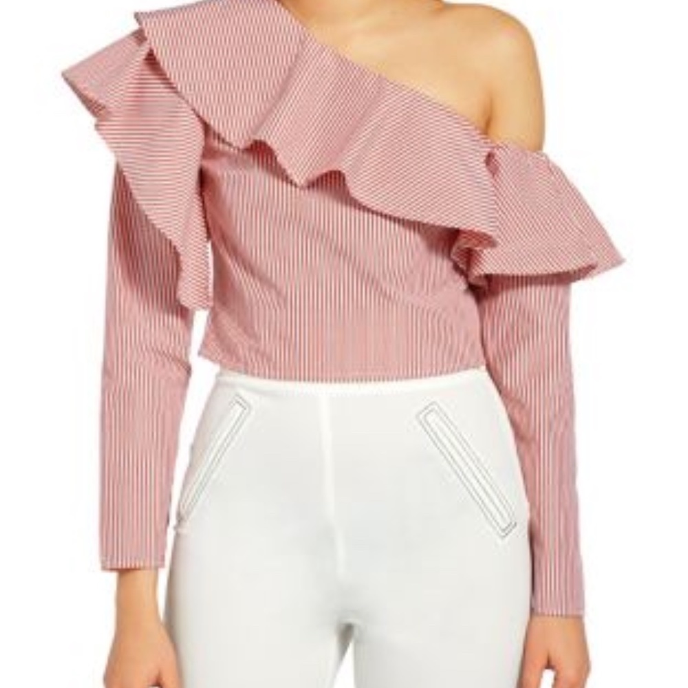 Missguided Striped One-Shoulder Top